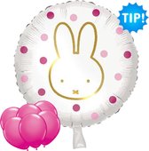 Nijntje Ballon Roze 46 cm + 6 Kleur Ballonnen 32 cm - Verjaardag Versiering - Folieballon Ongevuld - Ballonnenboog Decoratie Feest - Party Slinger Jongen Meisje