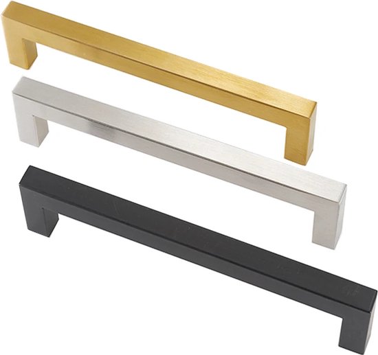 MSQDESIGN Handgreep RVS Goud - Boormaat 128mm - Gouden Handgreep voor Keuken & Kast - Moderne Meubelgreep - Keukengreep Mat Goud -Kastgrepen- Goude Greepjes Keuken - Goude RVS Handvatten - Deurgreepjes -incl schroeven