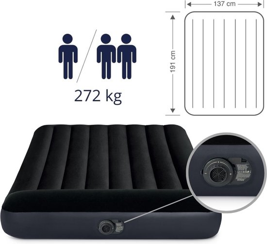Intex Luchtbed - Twijfelaar - 137 x 191 x 25 cm - Blauw - Inclusief pomp - Reparatieset van Intex — afbeelding 5