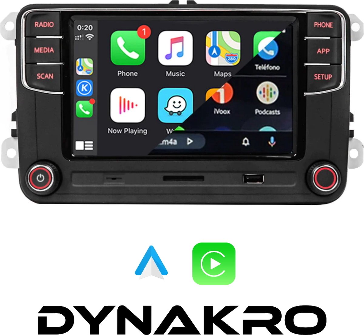 Dynakro Golf/Passat Multimedia - Autoradio - Carplay/Android Auto - OEM Systeem behoud