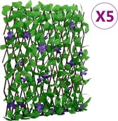 vidaXL - Kunstplant - klimop - op - latwerk - 5 - st - uittrekbaar - 180x70 - cm - groen