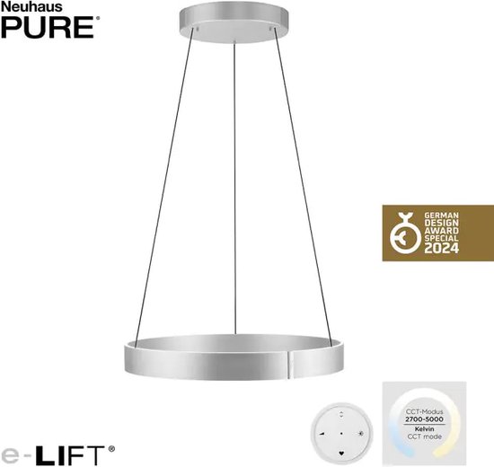 Paul Neuhaus - Lampe à suspension E-Clipse e-Lift Ø 70 cm chrome mat