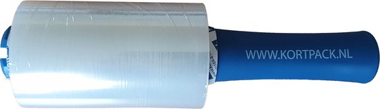 Foto: Kortpack smalle wikkelfolie 23my dik x 12 5cm breed x 150mtr lang transparant 24 rollen inclusief foliedispenser bundelfolie minirollen 005 0105 