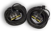Set van 2 Zwarte Verlengsnoeren 10 Meter - IP44 Waterdicht - 3500W - 230V - Geschikt voor Klussen & Elektronica met 3G1.5MM2 Kabel