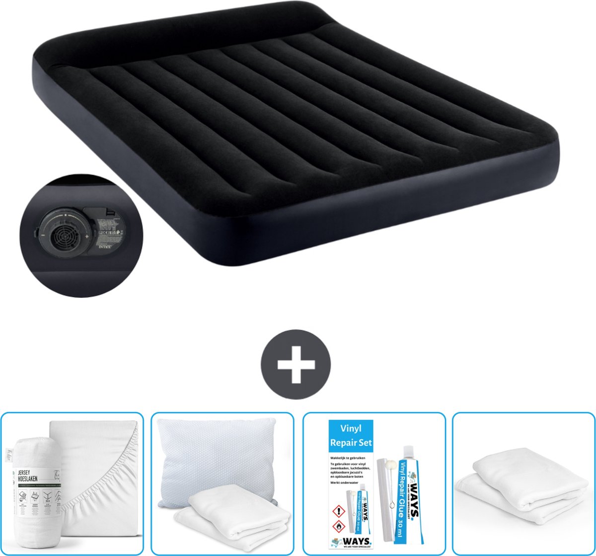 Intex Luchtbed - 2-Persoons - 152 x 203 x 25 cm - Blauw - Inclusief pomp - Accessoires CB15