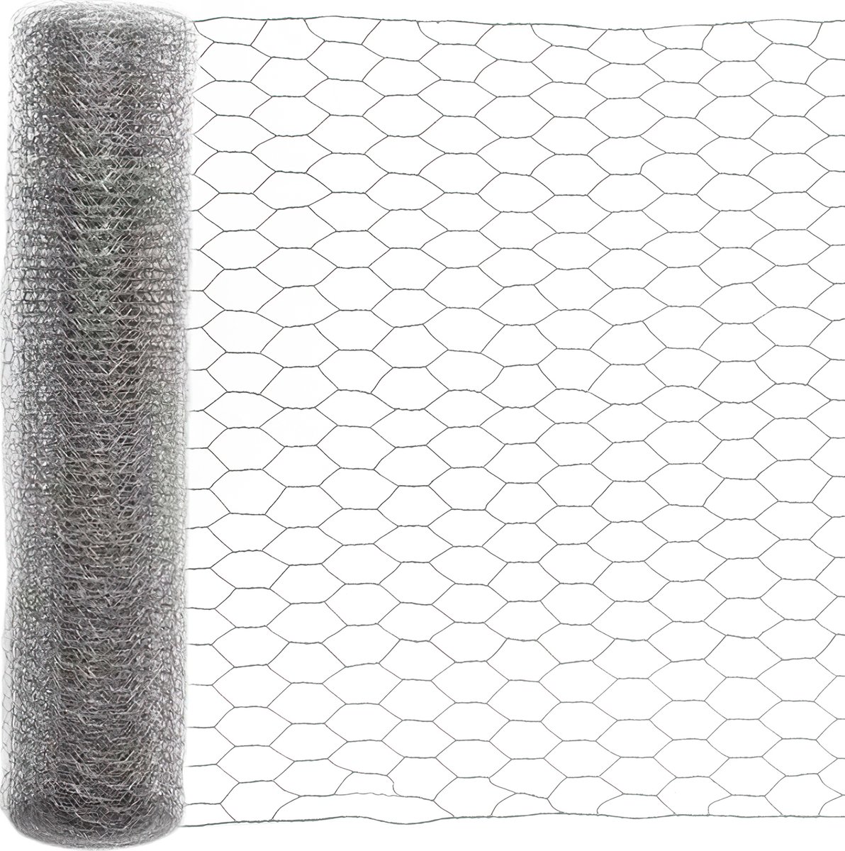 Kippengaas - 100cm x 10m - Schermgaas - Kippengaas zeshoekig - Maaswijdte 27mm - verzinkt staal - zeskantig maaswijdte - Multifunctioneel - Zilver - Merkloos