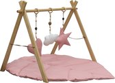Tapis de jeu et de gymnastique pour bébé MorDesign Leaf Wood Pink MorDesign