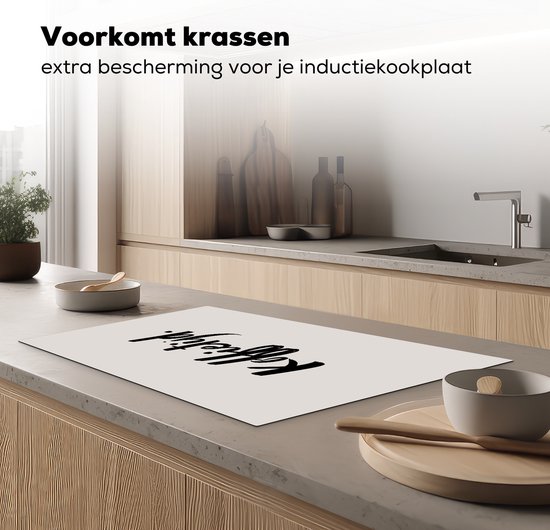 KitchenYeah® Inductie beschermer 85x52 cm - Koffietijd - Spreuken - Quotes - Koffie - Keuken - Kookplaataccessoires - Afdekplaat voor kookplaat - Inductiebeschermer - Inductiemat - Inductieplaat mat