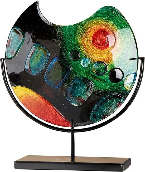 Glazen siervaas Sunrise - Tafelvaas - Decoratieve vaas op standaard - 37 cm hoog