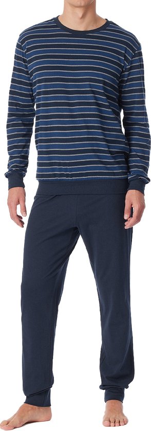 Schiesser Pyjama lange broek - 800 Blue - maat S (S) - Heren Volwassenen - 100% katoen- 181534-800-S