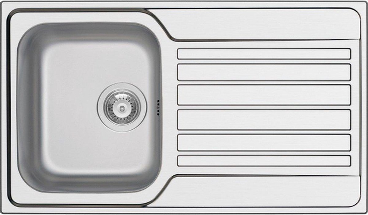 Nemo Go Charon spoeltafel 86 x 50 cm 92 met 1 bak met afvoerplug en sifon inclusief roestvrij staal gepolijst