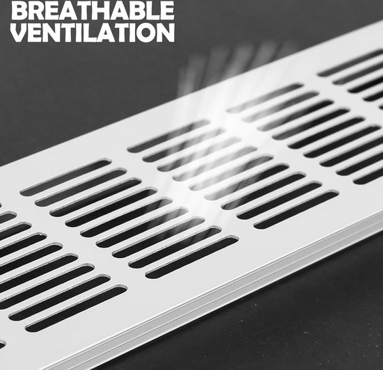 KEESIN 6 stuks aluminium ventilatierooster, ventilatierooster, 80 x 200 mm, rechthoekige ventilatie met schroef voor keuken, badkamer, kast, kledingkast, koelkast, schoenenkast (zwart
