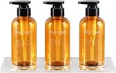 Set de 3 Flacons rechargeables avec pompe – Jaune ocre – 500 ml – Pour Shampooing, après-shampooing et nettoyant pour le corps