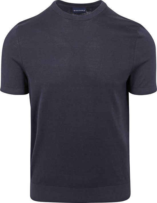 Suitable - Knitted T-shirt Navy - Heren - Modern-fit