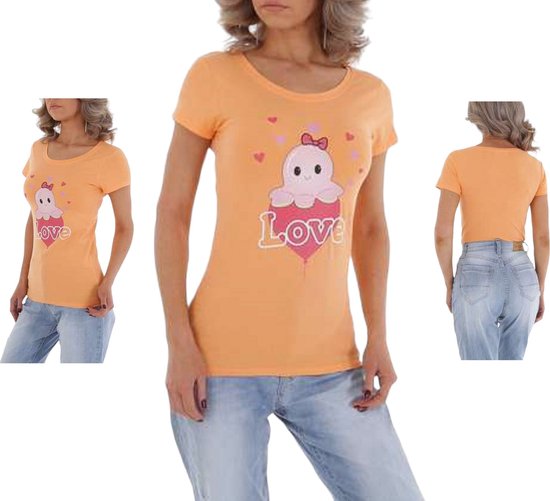 Glo-story t-shirt oranje octopus love L