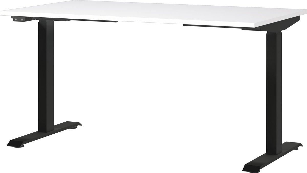 Elektrisch zit-sta Bureau Galileo Wit - Zwart - 140x80cm - Hoogte 120 cm - In hoogte verstelbaar