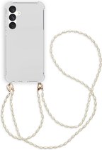 iMoshion Hoesje Geschikt voor Samsung Galaxy A55 Hoesje Met Koord - iMoshion Backcover met koord + armband - Parels - Transparant