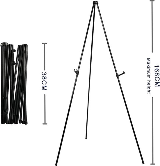 Artist ezel standaard, extra dik aluminium metalen statief display ezel 17 tot 56 inch (2 stuks zwart Artist ezel standaard, extra dik aluminium metalen statief display ezel 17 tot 56 inch (2 stuks zwart