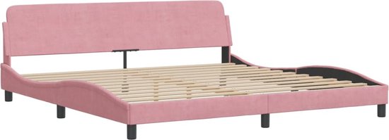 vidaXL - Bedframe - met - hoofdeinde - fluweel - roze - 200x200 - cm