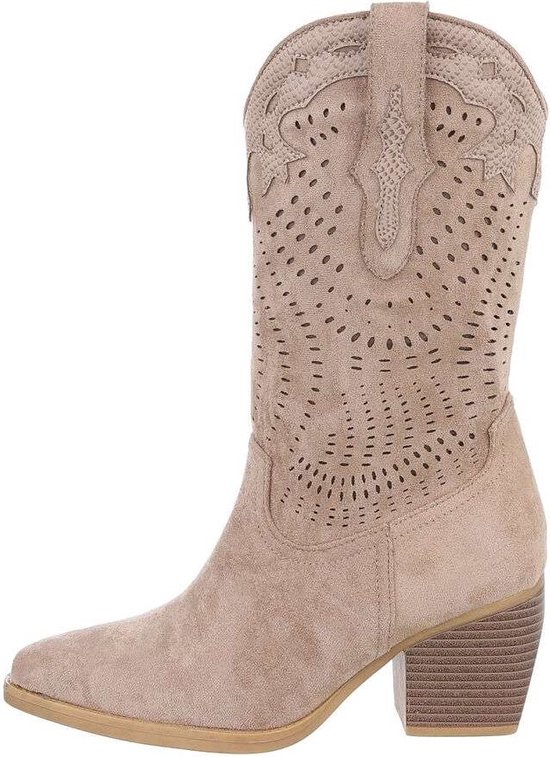ZoeZo Design - laarzen - kuitlaarzen - western laarzen - cowboylaarzen - suedine - beige - maat 40