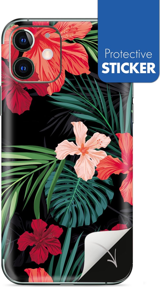 My Style Telefoonsticker PhoneSkin For Apple iPhone 11 Red Caribbean Flower