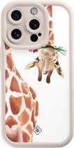Casimoda® hoesje - Geschikt voor iPhone 15 Pro - Giraffe - Effen telefoonhoesje met lensbescherming - TPU - Backcover - Bruin/beige