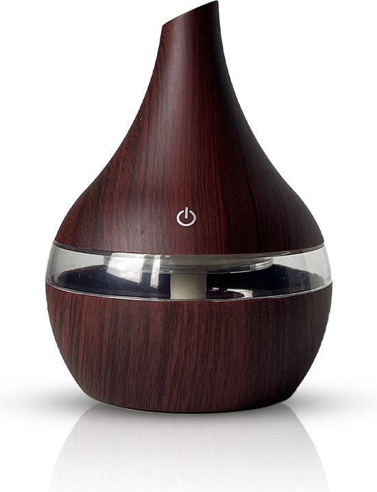 Foto: Aroma diffuser luchtbevochtiger 300ml geurverspreider humidifier donkerbruin darkwood 7 kleurstijlen