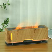 Aroma Diffuser / Flame diffuser 200ML - Luchtbevochtiger met vlameffect - Aromatherapie - Geurverspreider - Lichtbruin/Lightwood
