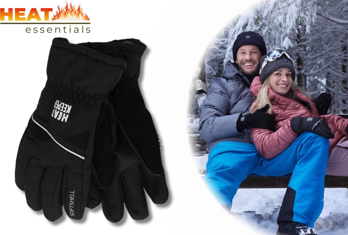 Heat Essentials Skihandschoenen Heren Ski Handschoenen Dames – Unisex Thermo Handschoenen Waterdichte Handschoenen Skihandschoenen Dames Waterproof Zwart