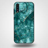 Smartphonica Telefoonhoesje voor Samsung Galaxy A70 met marmer opdruk - TPU backcover case marble design - Goud Groen / Back Cover geschikt voor Samsung Galaxy A70