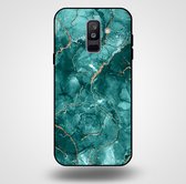 Smartphonica Telefoonhoesje voor Samsung Galaxy A6 Plus 2018 met marmer opdruk - TPU backcover case marble design - Goud Groen / Back Cover geschikt voor Samsung Galaxy A6 Plus 2018