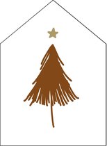 Label2X - Kersthuisje Kerstboom - Terracotta - Forex - 20cm hoog - Kerstmis - Kerstdecoratie - Kerst versiering