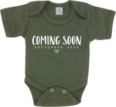 Aankondiging zwangerschap rompertje 'Coming soon - September 2024' - Groen - Romper - Zwanger - Pregnancy announcement - Baby aankondiging - Geboorte - Romper - Baby -