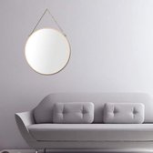 Hangspiegel, 30 x 30 cm, rond, badkamermake-upspiegel, messing frame met hangende ketting [Medium Size]