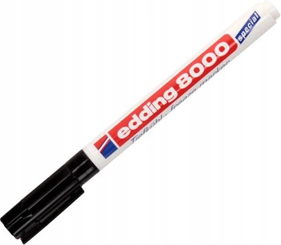 Edding 8000 special vriesmarker, zwart, ligt gedraaid.