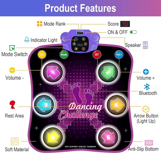 Foto: Equivera dansmat dansmat voor meisjes muziekmat interactieve speelmat