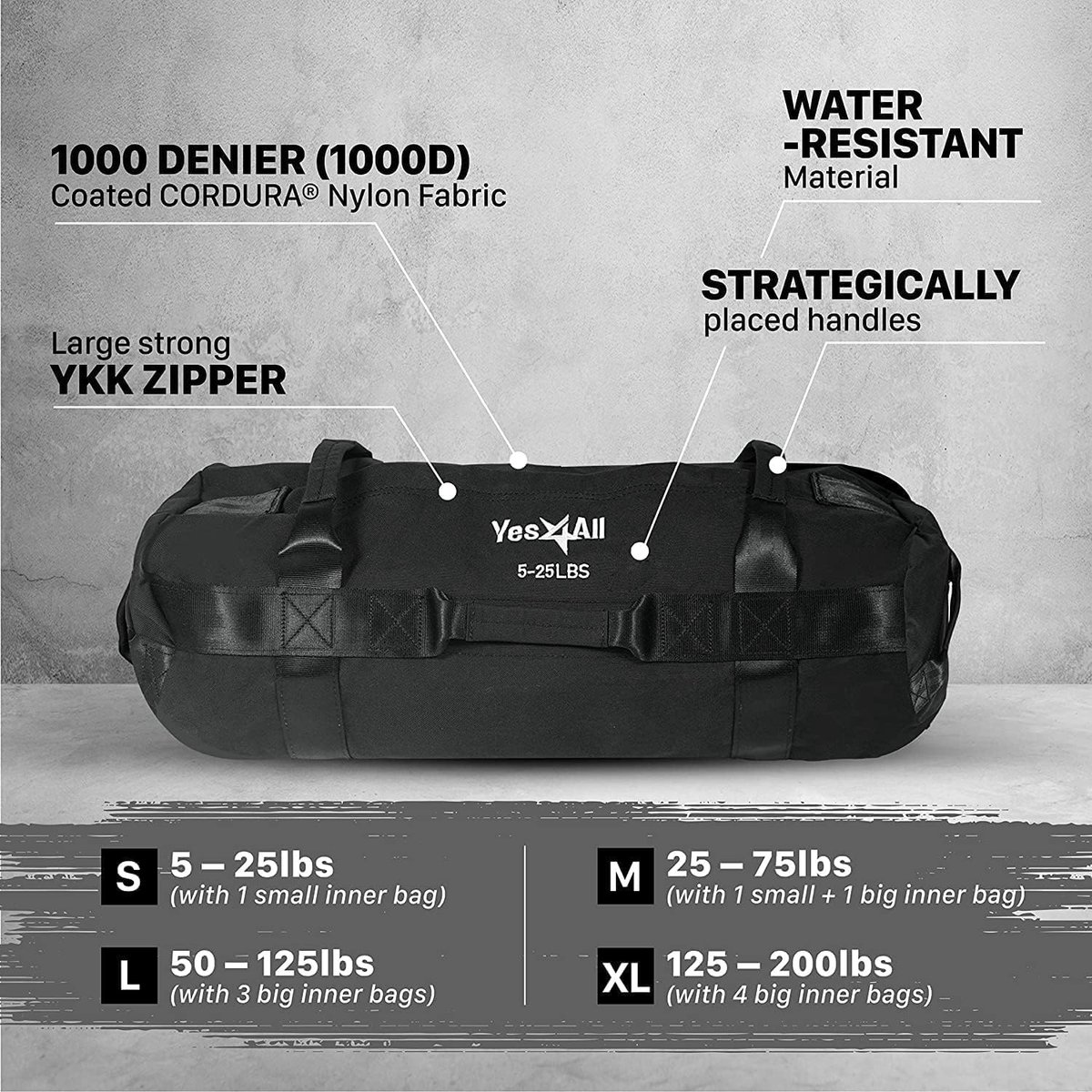 VirtuFit Power Bag Sac De Fitness, Avec Poignées Antidérapantes