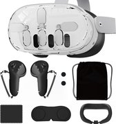 Accessoires Set Geschikt Voor Oculus Quest 3 - Grip Case - Anti Scratch Lens Cover - Meta Quest 3 Transparante hoes - Siliconen masker - Joystick Hoesjes - Opbergzakje - Reinigingsdoekje - Meta Quest 3 VR Accessoires