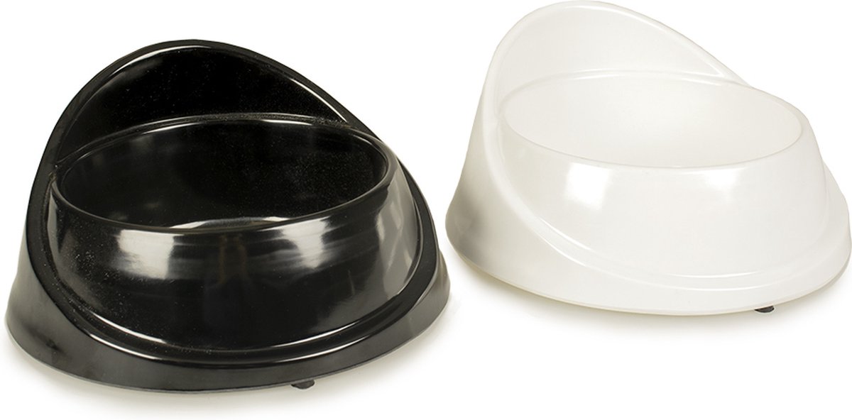 Duvoplus - Voerbak - Hond - Eetkom Melamine Glossy Anti-mors S - 450ml - Ø13cm Zwart/wit - 1st