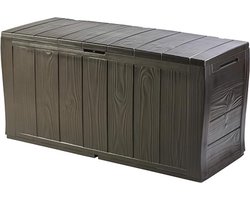 Opbergbox Tuinkussenbox Waterdicht - Tuinkussenbox 270L - Opbergbox Tuin Met Aantrekkelijke Houtnerfstructuur - Bruin