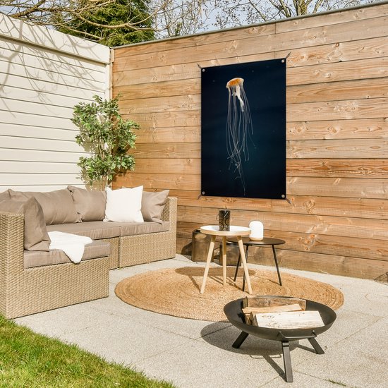 Méduse sur fond sombre affiche de jardin toile en vrac 60x90 cm - Toile de jardin / Toile d'extérieur / Peintures pour l'extérieur (décoration de jardin)