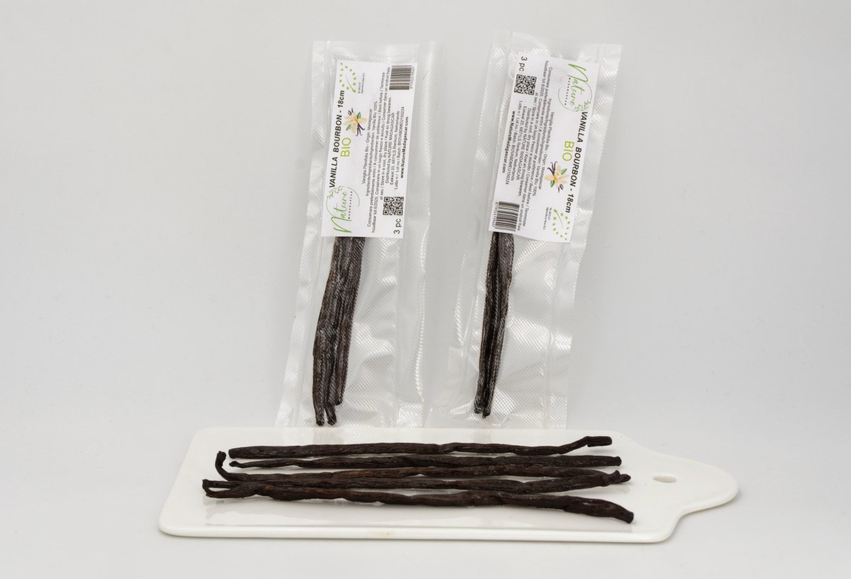 Vanillestokjes - Premium Grade A Bourbon Madagaskar Biologisch - 3 stuks - 18 cm - NL-BIO-01