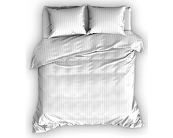 Premium hotellinnen katoen/satijn dekbedovertrek wit - 240x200/220 (lits-jumeaux) - luxe uitstraling - subtiele glans - excellente kwaliteit