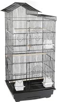 Papegaaienkooi - Parkietenkooi - Grote Vogelkooi voor Binnen - Inclusief Speelgoed - Vogelkooien met Badhuis - 46x35x100cm - Zwart