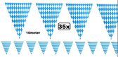 35x Vlaggenlijn Oktoberfest blauw/wit 10 meter - Apres ski bier party festival thema feest