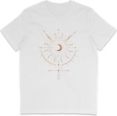 Dames Heren T Shirt - Abstract Spiritueel Celestial Maan - Astrologie - Wit - XL