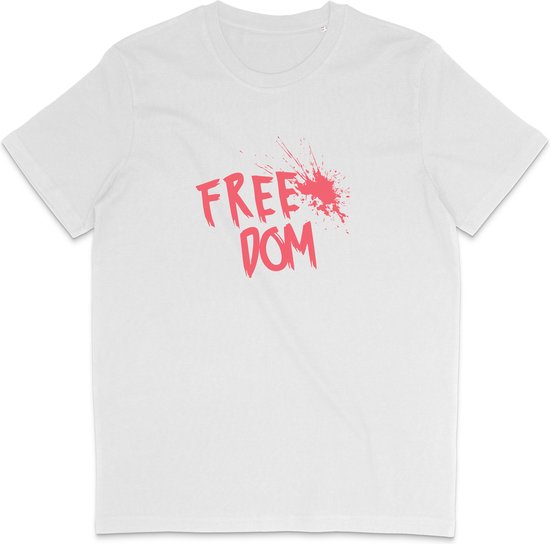 Heren en Dames T Shirt - Tekst: Freedom Vrijheid - Wit - S