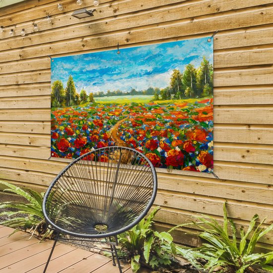 Affiche de jardin - Toile de jardin - Posters de jardin extérieur - Peinture à l'huile - Peinture - Fleurs - Paysage - 120x80 cm - Jardin