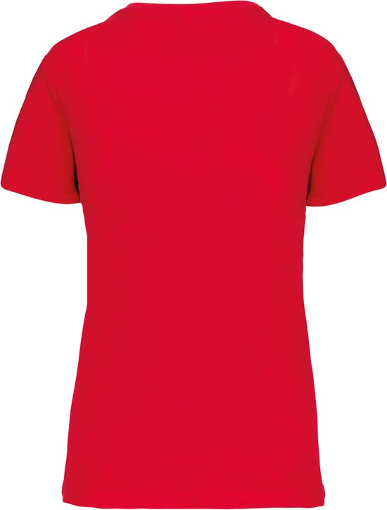 T-shirt Dames XL Kariban V-hals Korte mouw Red 100% Katoen