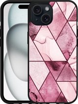 Cazy Hardcase Hoesje geschikt voor iPhone15 Roze Marmer Mix